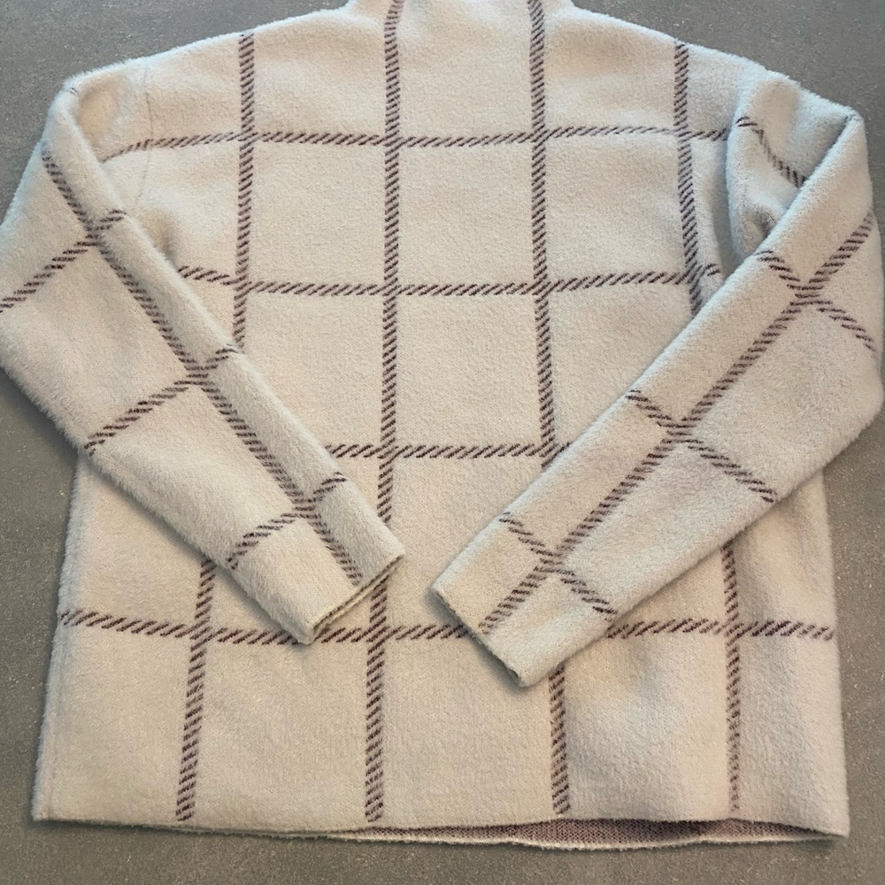 Cream and Brown Checkered Sweater - Picture 5 of 6